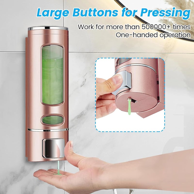 Kytree Single Wall Mounted Hand Soap Dispenser, 13.5oz/400ml Pink Bathroom Shower Dispenser Refillable Liquid Lotion Soap Dispenser for Bathroom Kitchen Hotel (Pink) - Image 3